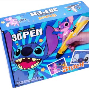 3D Długopis z filamentem + kolorowe karty szablonów z postacią STITCH