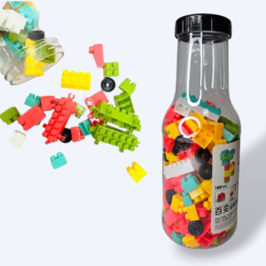 Kolorowy zestaw klocków w butelce