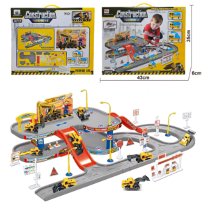 Zestaw Parkingowy – Pojazdy budowlane (żółty) 49 elementów